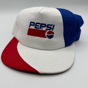 Vintage Pepsi Cola Soda Pop Branded SnapBack Cap in Red, White, and Blue